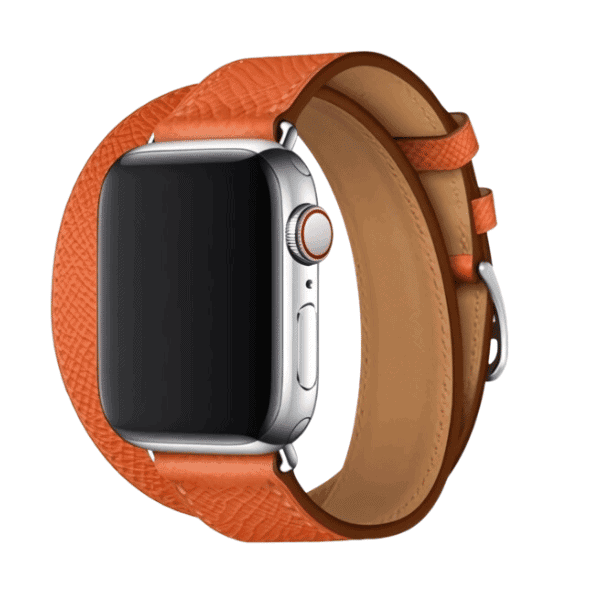DOUBLE TOUR GENUINE LEATHER APPLE WATCH BAND 42/44/45/49MM CLEOPATRA -Orange