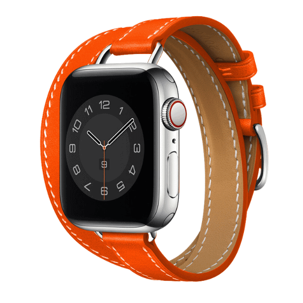 Leather Band Double Narrow for Apple Watch 44/45/46/49mm -Orange
