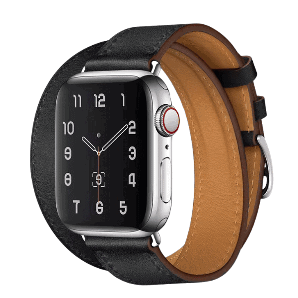 DOUBLE TOUR GENUINE LEATHER APPLE WATCH BAND 38/40/41MM CLEOPATRA -BLACK