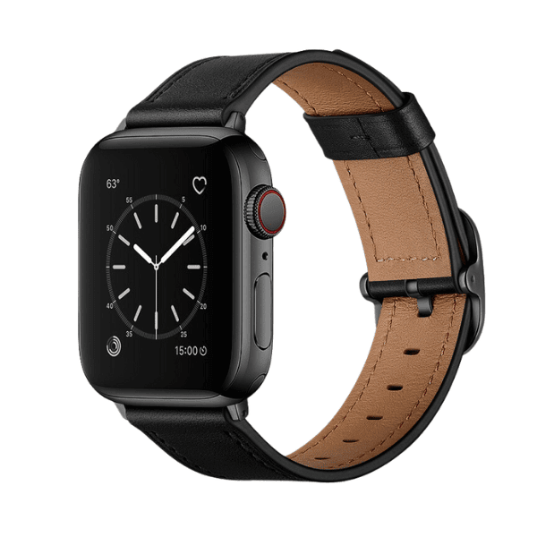 רצועת עור לשעון אפל עם אבזם מרובע שחור