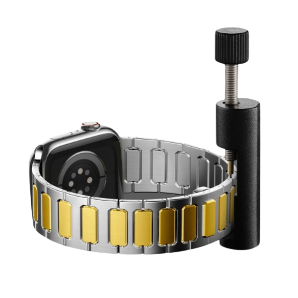 Stainless Steel Link Band for Apple Watch 44/45/46/49mm LEOBANDS Keith AW04 -Silver -Gold