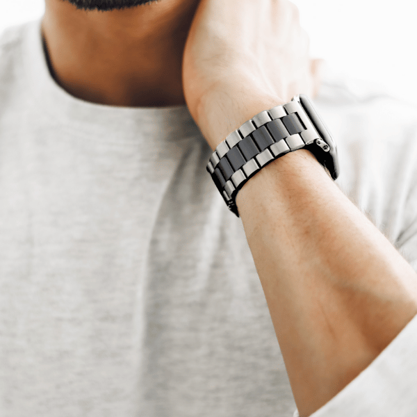 Stainless Steel Series Apple Watch 44/45/46/49mm Band Lexie -Silver Black