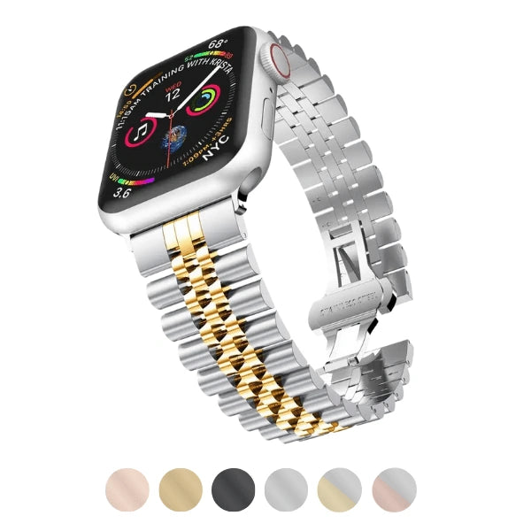 leobands Five Beads Stainless Steel Series Apple Watch Band Ariel 38 40 41mm Silver Apple Watch