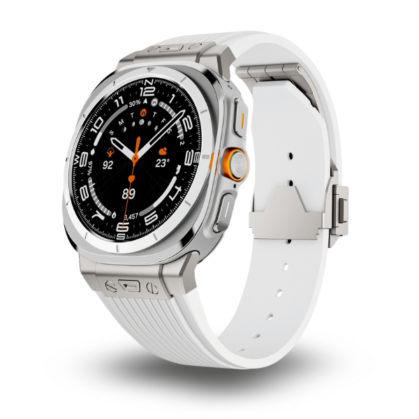 Premium Silicone Strap for Samsung Galaxy Watch Ultra Zeus -Silver White
