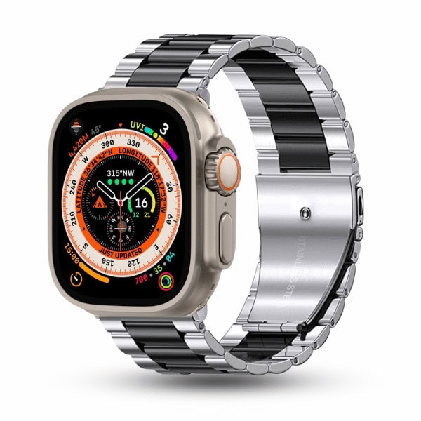 Stainless Steel Series Apple Watch 44/45/46/49mm Band Lexie -Silver Black