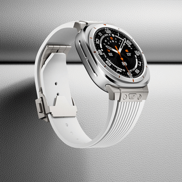 Premium Silicone Strap for Samsung Galaxy Watch Ultra Zeus -Silver White