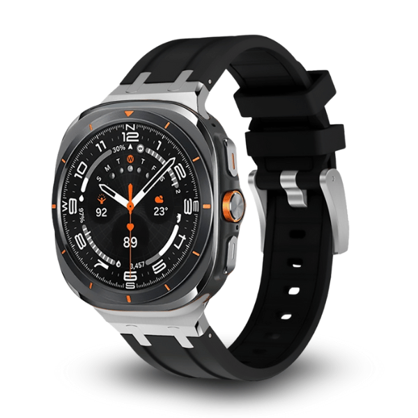 Premium Silicone Strap for Samsung Galaxy Watch Ultra AP Style Kopa -Silver Black