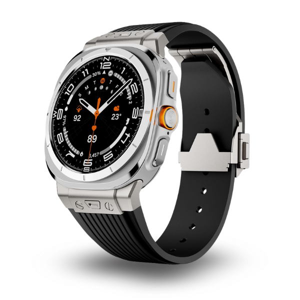 Premium Silicone Strap for Samsung Galaxy Watch Ultra Zeus -Silver Black