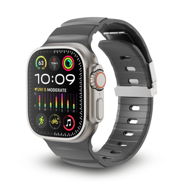 Premium Magnetic Silicone Band for Apple Watch 44/45/46/49mm LEOBANDS Mason AW05 -Gray