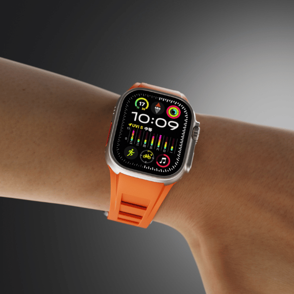 Silicone Watch Band For Apple Watch foldable buckle 316L steel -leon