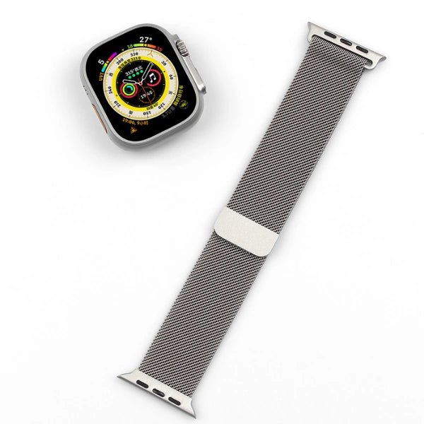 Wide Milanese Stainless Steel 24mm Magnetic Band Series Apple Watch 44/45/46/49mm Apollo -Graphite