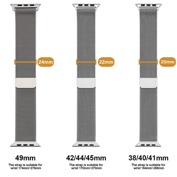 Wide Milanese Stainless Steel 24mm Magnetic Band Series Apple Watch 44/45/46/49mm Apollo -Titanium