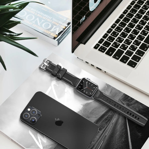 Premium Silicone Sport Band With Stainless steel Case For Apple Watch -Rex