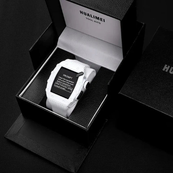 רצועת כיסוי Apple Watch Case LUXURY אפל ווטש שילוב פלדה וסיליקון לבן