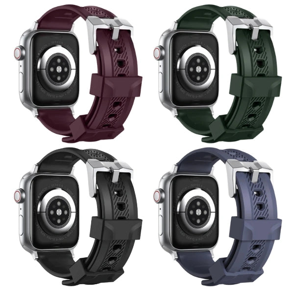 Premium Silicone Sport Band With Stainless steel Case For Apple Watch -Rex