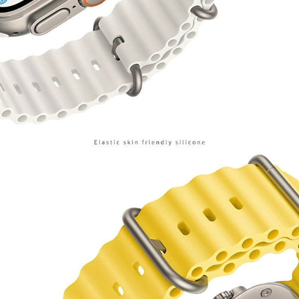 Ocean Rubber Strap for Apple Watch 44/45/46/49mm Titanium Buckle Scout -Black