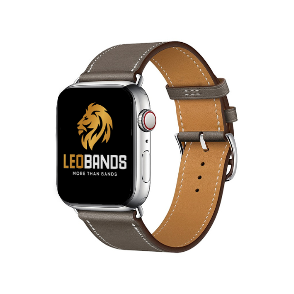 Single Tour Genuine Leather Apple Watch Band 42/44/45/49mm Belle -Grey