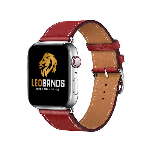 Single Tour Genuine Leather Apple Watch Band 38/40/41mm Belle -Red