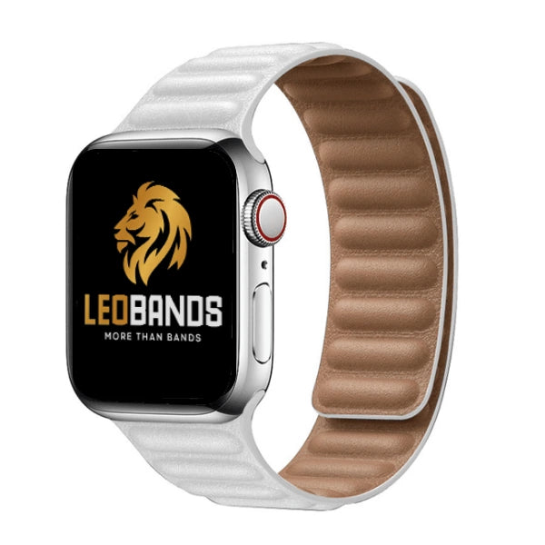 Magnetic link Genuine Leather Series Apple Watch Band 38/40/41mm Olympia -White