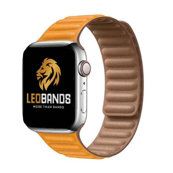 Magnetic link Genuine Leather Series Apple Watch Band 42/44/45/49mm Olympia -Orange
