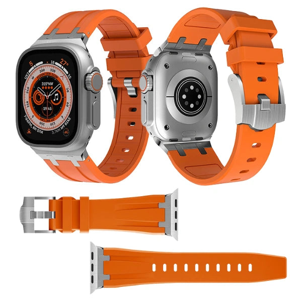 Silicone Watch Band For Apple Watch AP Silver buckle +case -Kopa