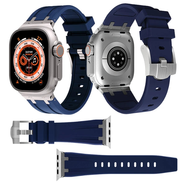 Silicone Watch Band For Apple Watch AP Silver buckle +case -Kopa