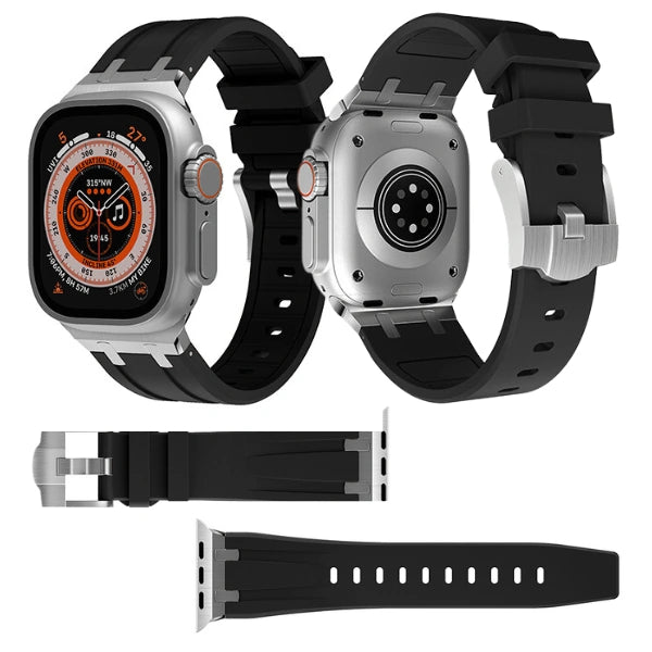 Silicone Watch Band For Apple Watch AP Silver buckle +case -Kopa
