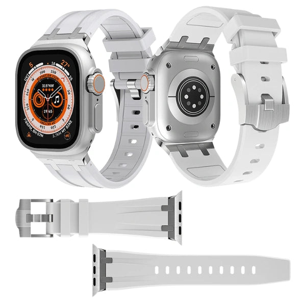 Silicone Watch Band For Apple Watch AP Silver buckle +case -Kopa