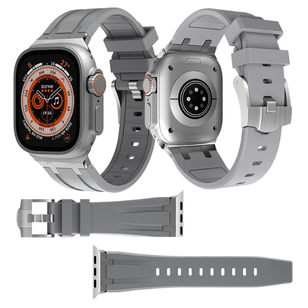 Silicone Watch Band For Apple Watch AP Silver buckle +case -Kopa