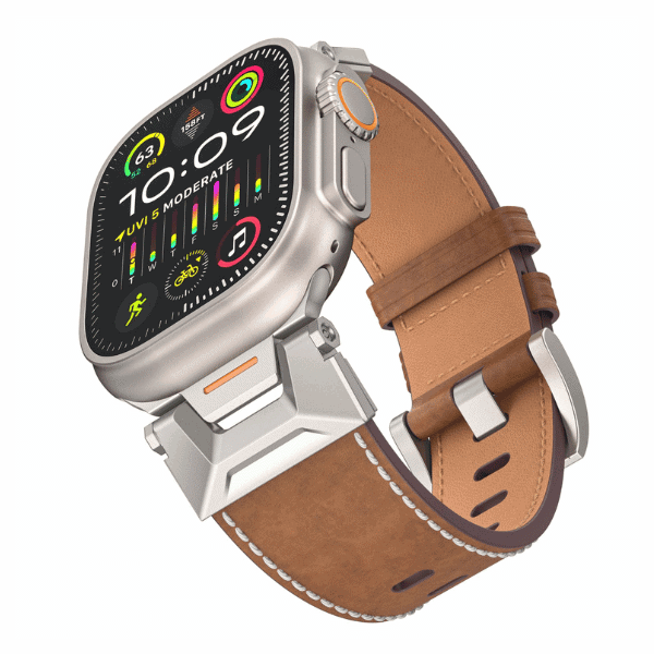 Genuine Leather Band Space Style for Apple Watch 44/45/46/49mm -Brown