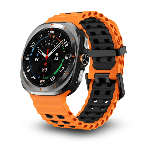 Silicone Band for Samsung Galaxy Watch Ultra -Ocean Orange -Black