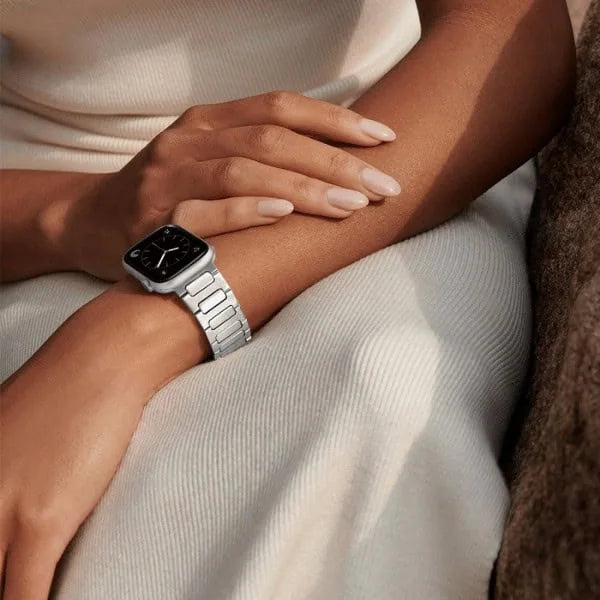 Stainless Steel Link Band for Apple Watch 44/45/46/49mm LEOBANDS Keith AW04 -Silver