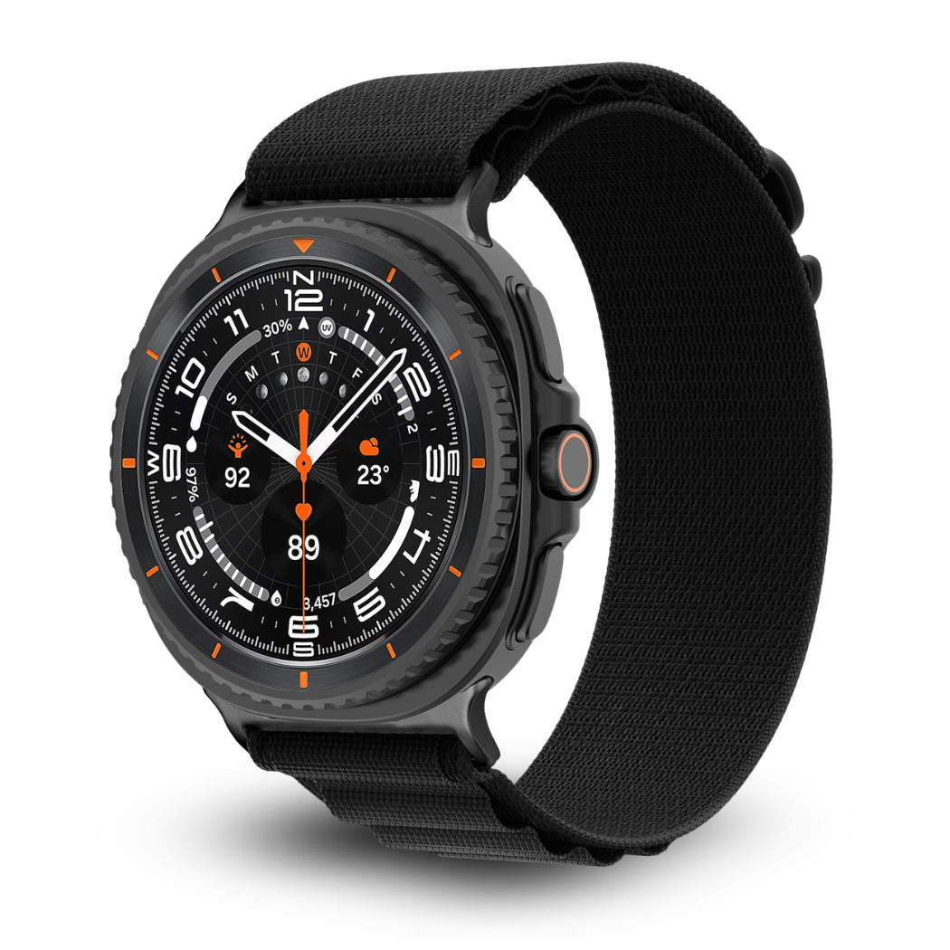 Outdoor Nylon Strap for Samsung Galaxy Watch 8 Alpine Nylon Loop WB07 -Black