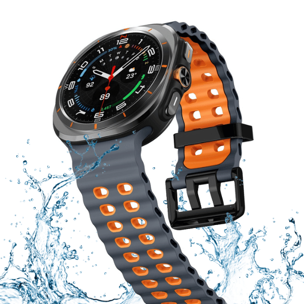 Silicone Band for Samsung Galaxy Watch Ultra -Ocean Gray -Orange