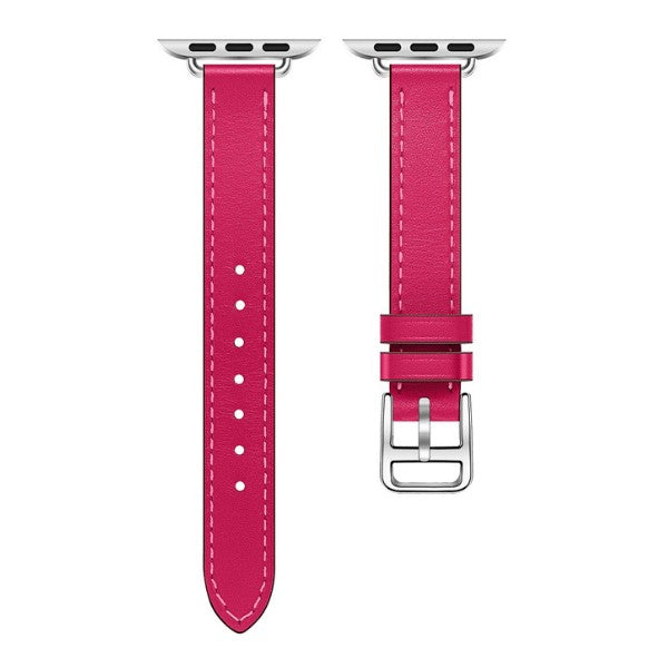 Cleopatra Double Tour Slim Genuine Leather Band for Apple Watch 40/41/42mm -Pink