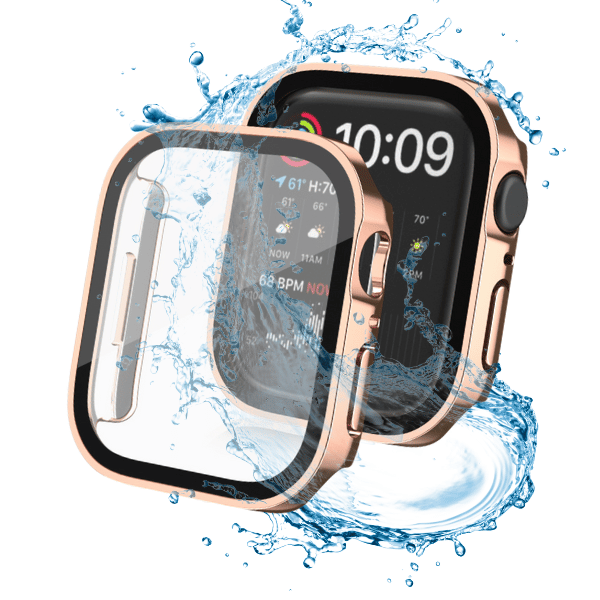 Waterproof Protective Cover for Apple Watch Series 10 42mm Square -Rose Gold