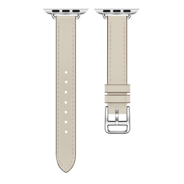 Cleopatra Double Tour Slim Genuine Leather Band for Apple Watch 40/41/42mm -Beige