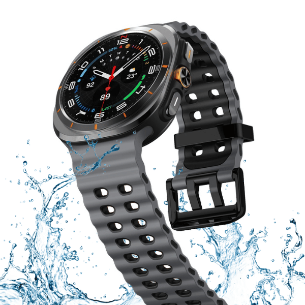 Silicone Band for Samsung Galaxy Watch Ultra -Ocean Gray -Black