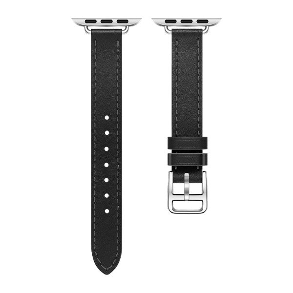 Cleopatra Double Tour Slim Genuine Leather Band for Apple Watch 40/41/42mm -Black