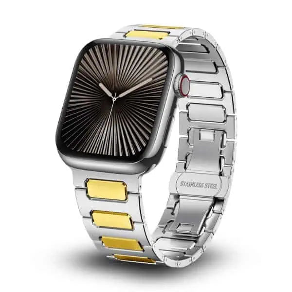 Stainless Steel Link Band for Apple Watch 44/45/46/49mm LEOBANDS Keith AW04 -Silver -Gold