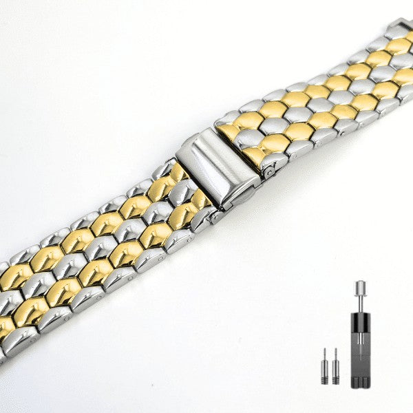 רצועה לשעון סמסונג גלקסי ווטש 8 ברזל בסגנון פלורנס בצבע כסף זהב