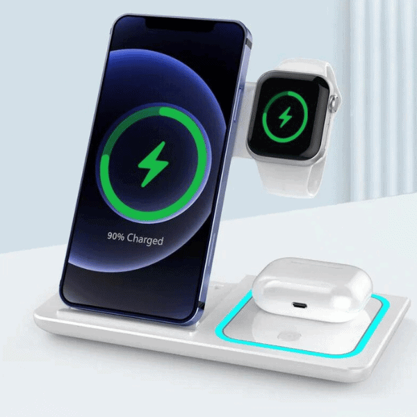 3 in 1 Magnetic Wireless Charging Station Apple Devices -White