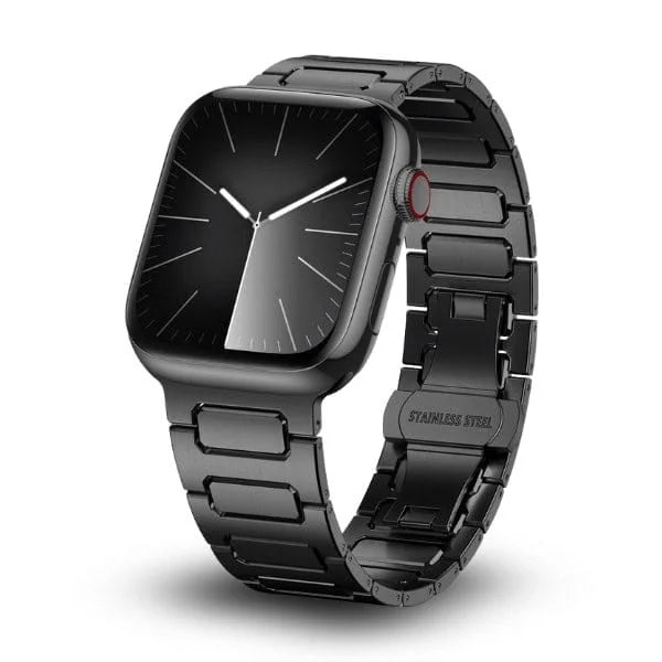 Stainless Steel Link Band for Apple Watch 44/45/46/49mm LEOBANDS Keith AW04 -Black