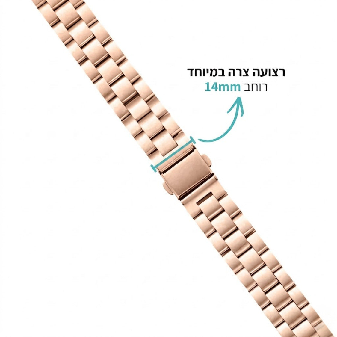 Strap for Samsung Galaxy Watch 8 14mm Width Three Beads Slimtouch -Gold -Rose