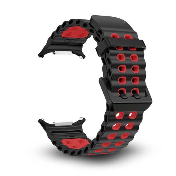 Silicone Band for Samsung Galaxy Watch Ultra -Ocean Black -Red
