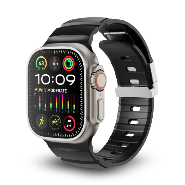 Silicone Band Magnetic Premium for Apple Watch 44/45/46/49mm LEOBANDS Mason AW05 -Black