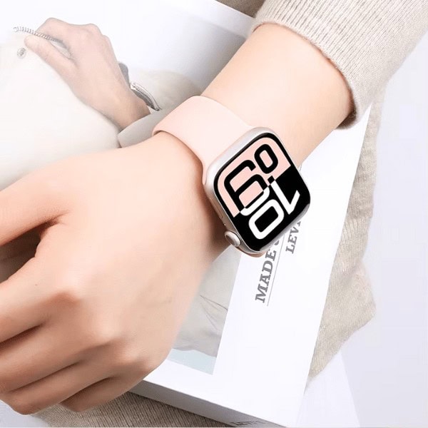 FKM Fluorine Silicone Band for Apple Watch 40/41/42mm with Hidden Closure -Pink