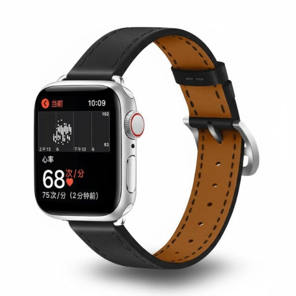 Cleopatra Double Tour Slim Genuine Leather Band for Apple Watch 40/41/42mm -Black