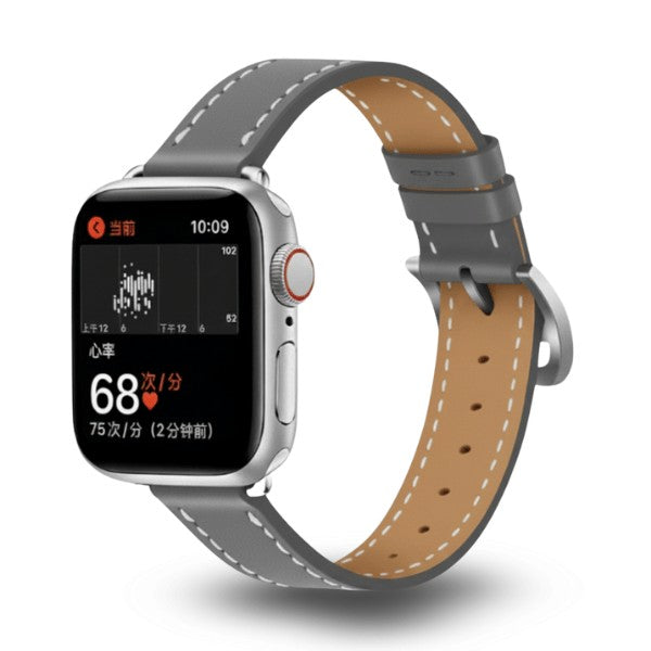 Cleopatra Double Tour Slim Genuine Leather Band for Apple Watch 40/41/42mm -Grey