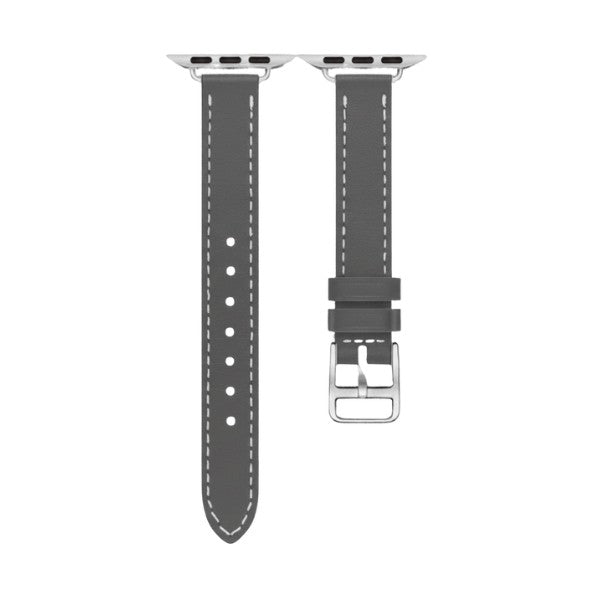 Cleopatra Double Tour Slim Genuine Leather Band for Apple Watch 40/41/42mm -Grey